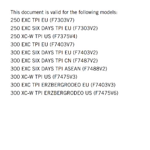 KTM 2022 OWNERS MANUAL - 250 300 EXC SIX DAYS XC-W TPI ERZBERGRODEO - REPRINTED