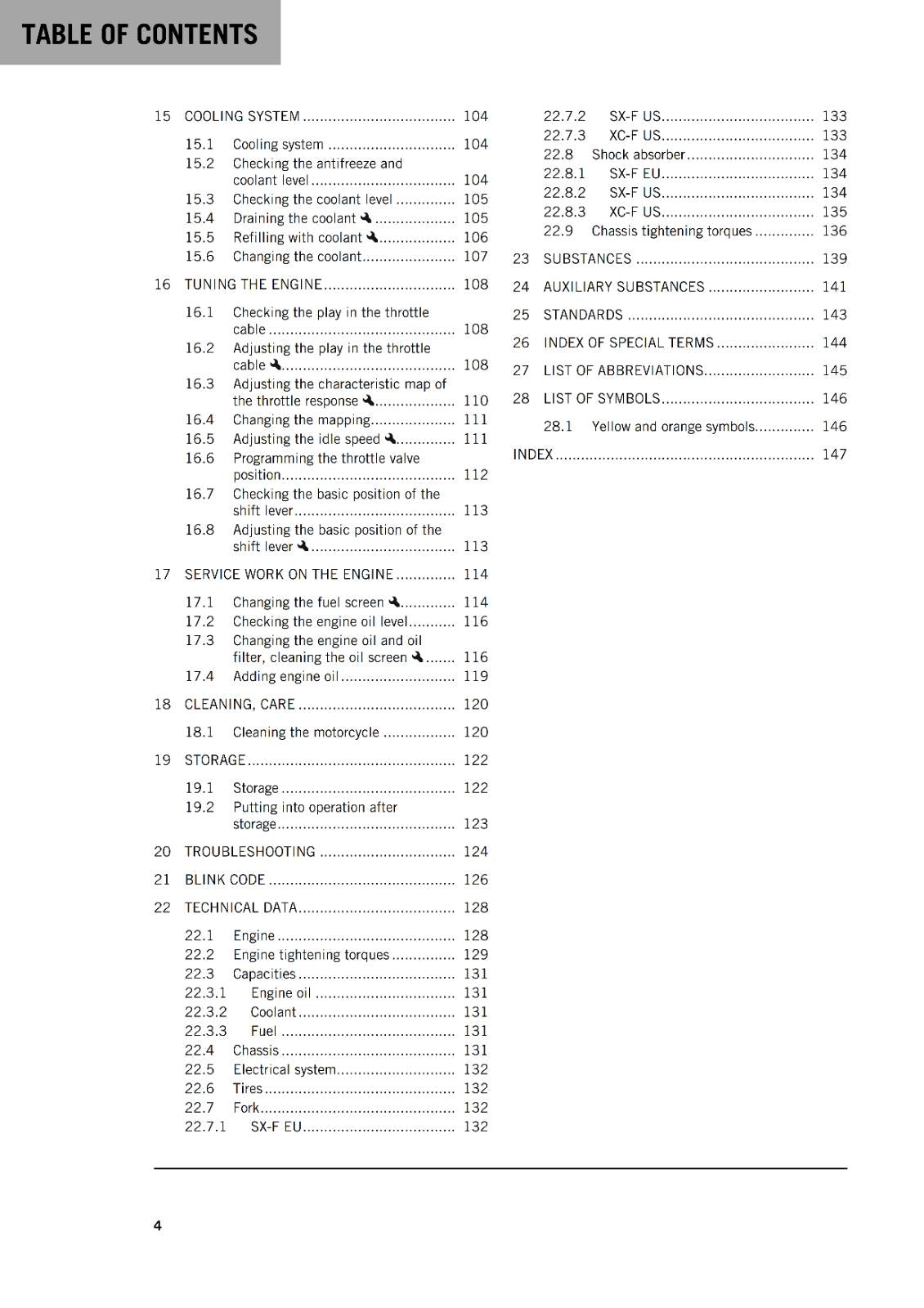 KTM 2022 OWNERS MANUAL - 250 SX-F XC-F - REPRINTED