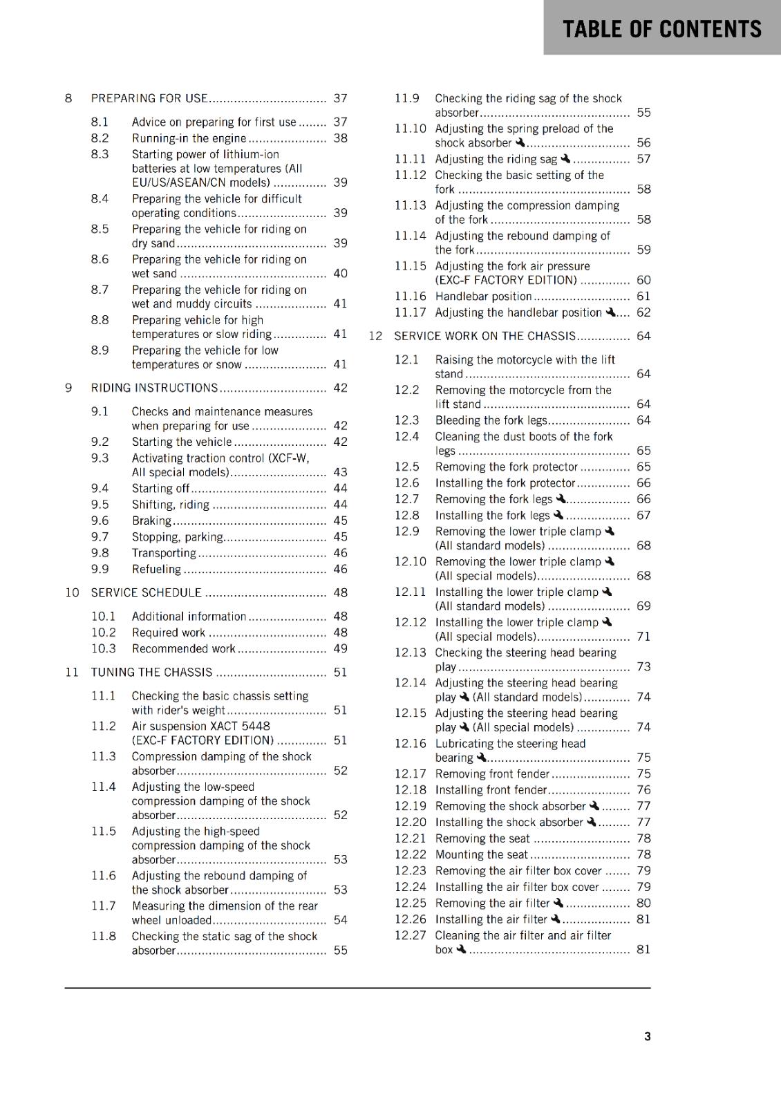 KTM 2022 OWNERS MANUAL - 350 EXC-F SIX DAYS FACTORY EDITION XCF-W - REPRINTED