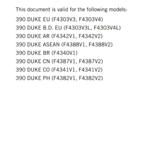 KTM 2022 OWNERS MANUAL -390 DUKE EU AR ASEAN BR CN CO PH - REPRINTED