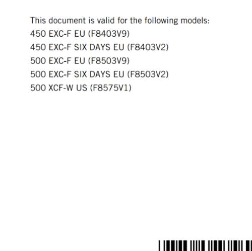 KTM 2022 OWNERS MANUAL -450 500 EXC-F SIX DAYS XCF-W - REPRINTED