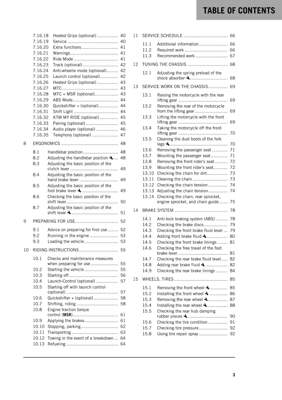 KTM 2022 OWNERS MANUAL - 890 DUKE GP US EDITION - REPRINTED