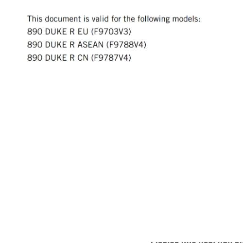 KTM 2022 OWNERS MANUAL - 890 DUKE R EU ASEAN CN - REPRINTED