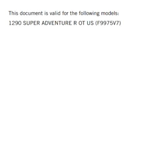 KTM 2022 OWNERS MANUAL - 1290 SUPER ADVENTURE R OT US - REPRINTED