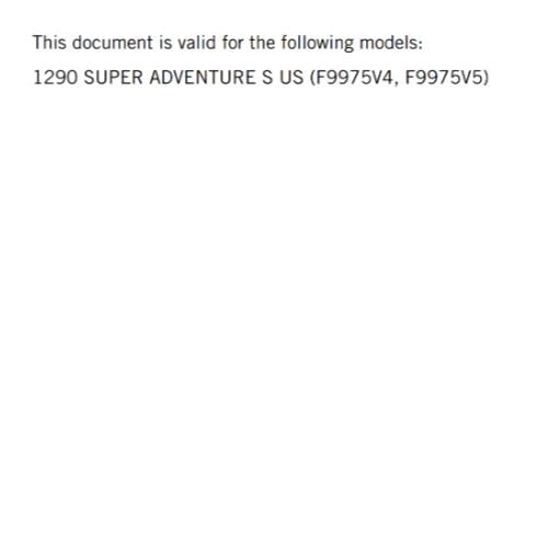 KTM 2022 OWNERS MANUAL - 1290 SUPER ADVENTURE S US - REPRINTED