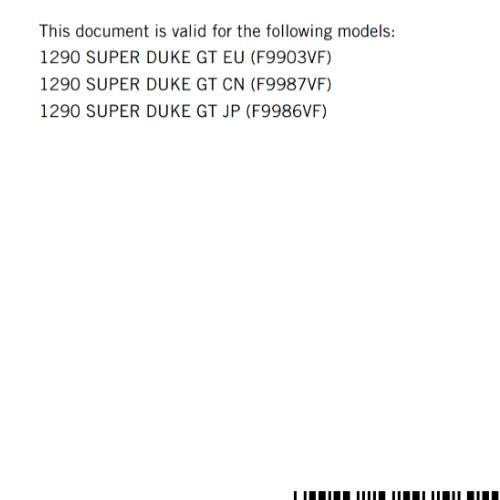 KTM 2022 OWNERS MANUAL - 1290 SUPER DUKE GT - REPRINTED