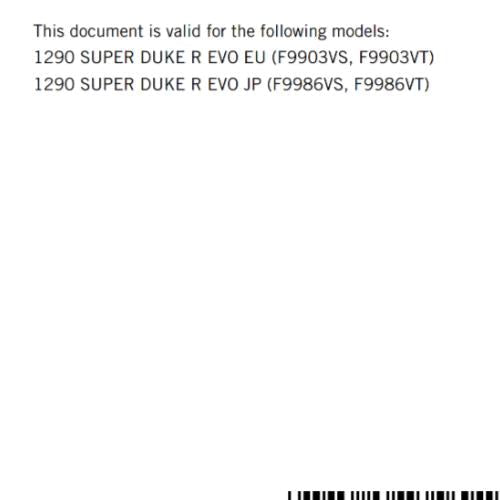 KTM 2022 OWNERS MANUAL - 1290 SUPER DUKE R EVO EU JP - REPRINTED