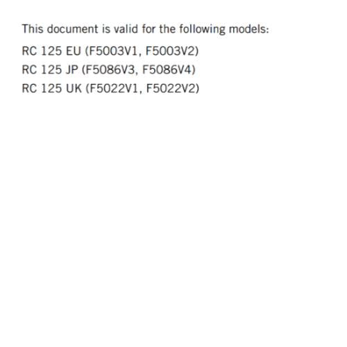 KTM 2022 OWNERS MANUAL - RC 125 - REPRINTED