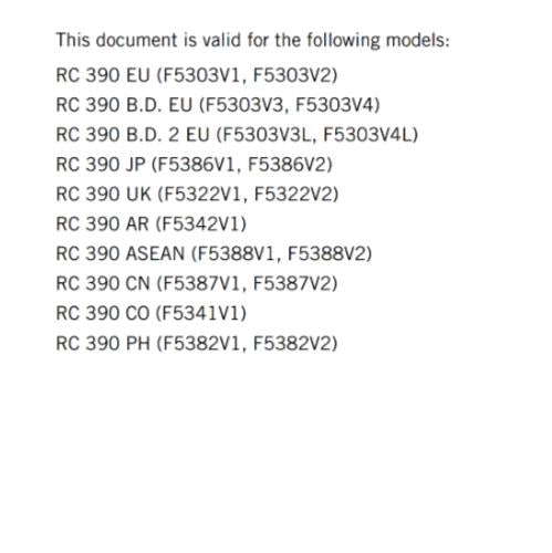 KTM 2022 OWNERS MANUAL - RC 390 - REPRINTED