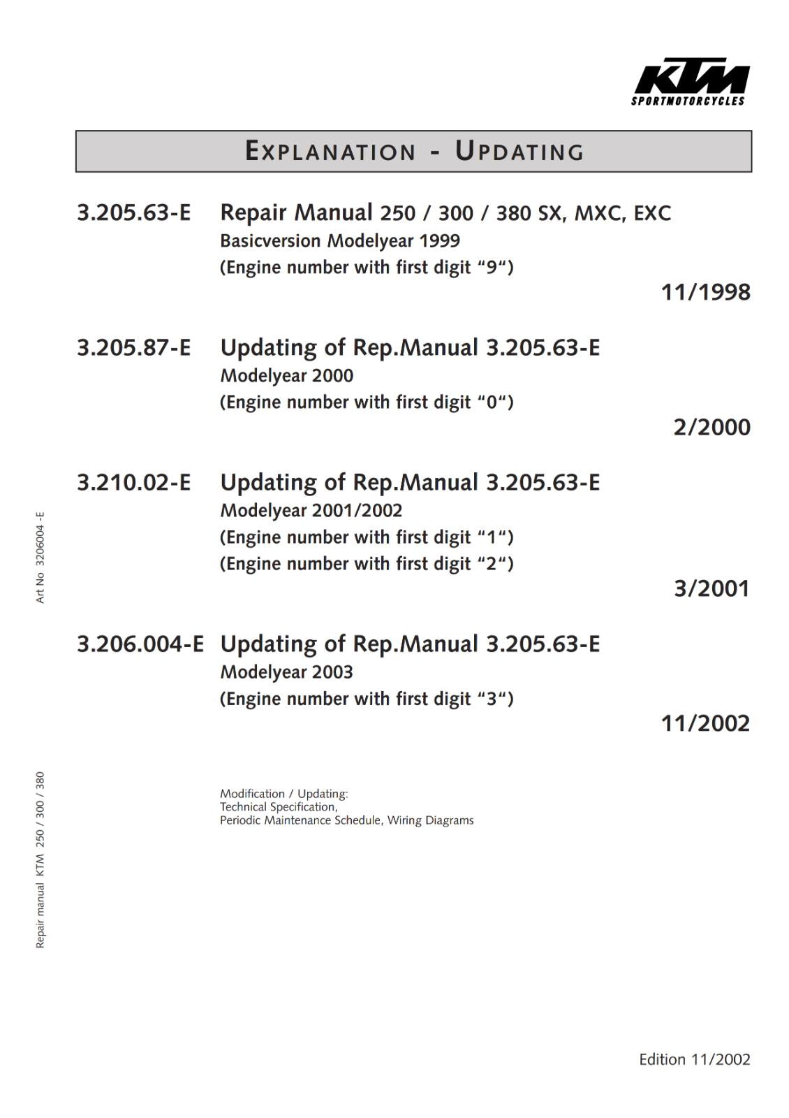 KTM 1999 2000 2001 2002 2003 - ENGINE 250 300 380 SX MXC EXC - REPAIR WORKSHOP