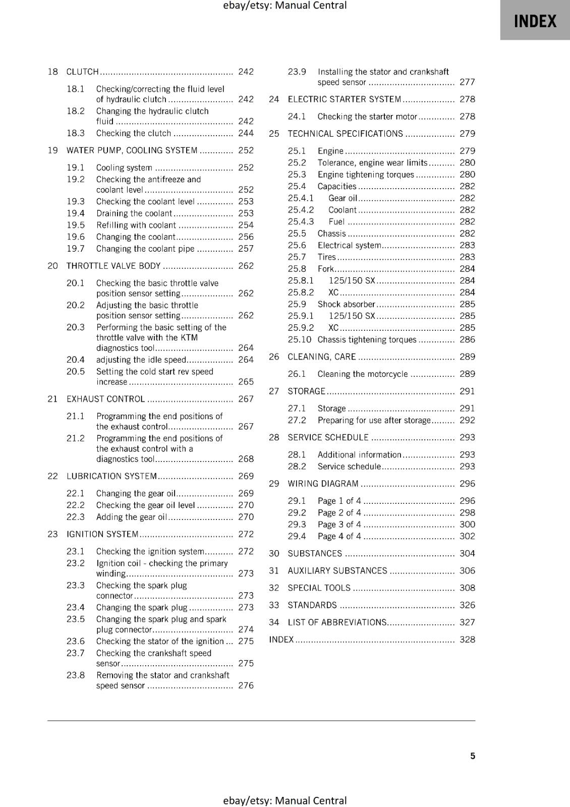 2025 KTM - 125 150 SX XC - WORKSHOP SERVICE REPAIR MANUAL - REPRINTED