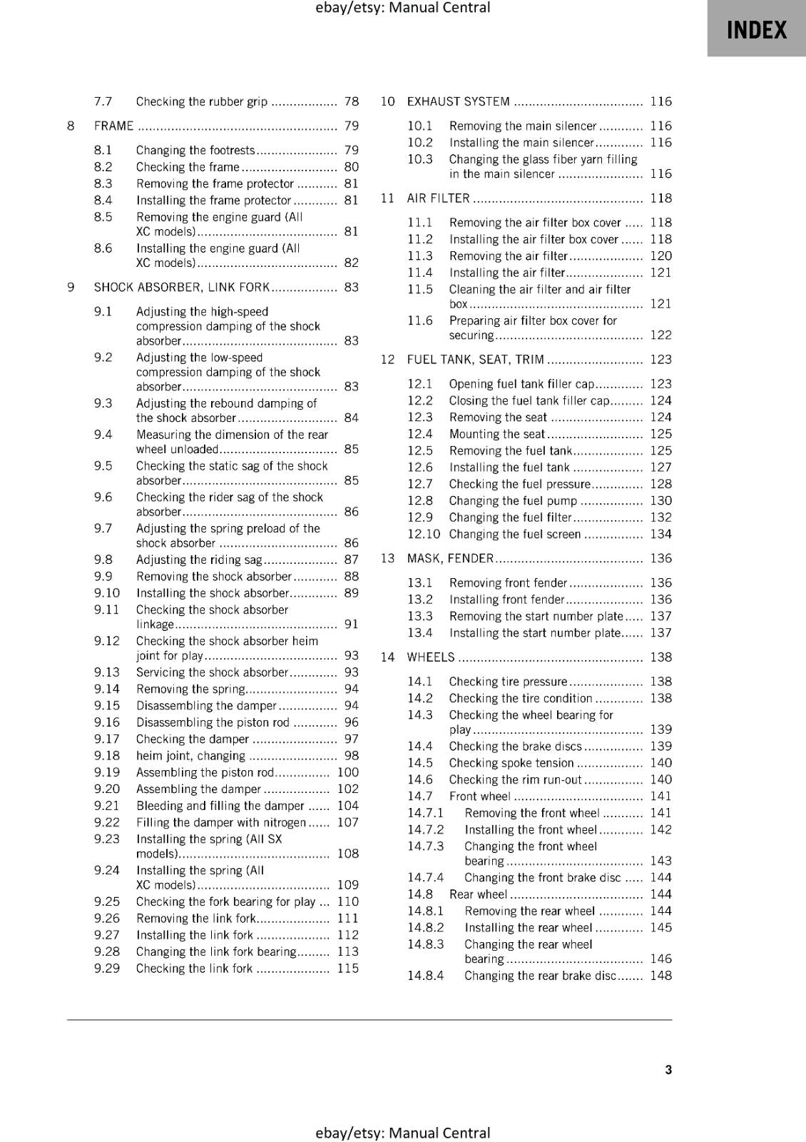 2025 KTM - 250 300 SX XC - WORKSHOP SERVICE REPAIR MANUAL - REPRINTED