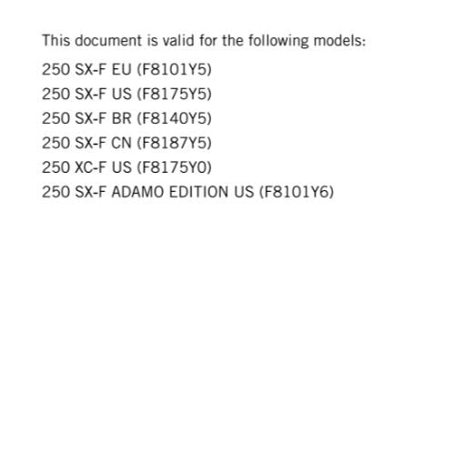 2025 KTM - 250 XC-F SX-F ADAMO EDITION - WORKSHOP SERVICE REPAIR MANUAL