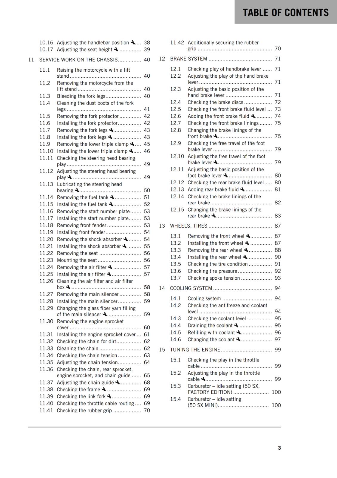 KTM 2021 OWNERS MANUAL - 50 SX MINI FACTORY EDITION - REPRINTED