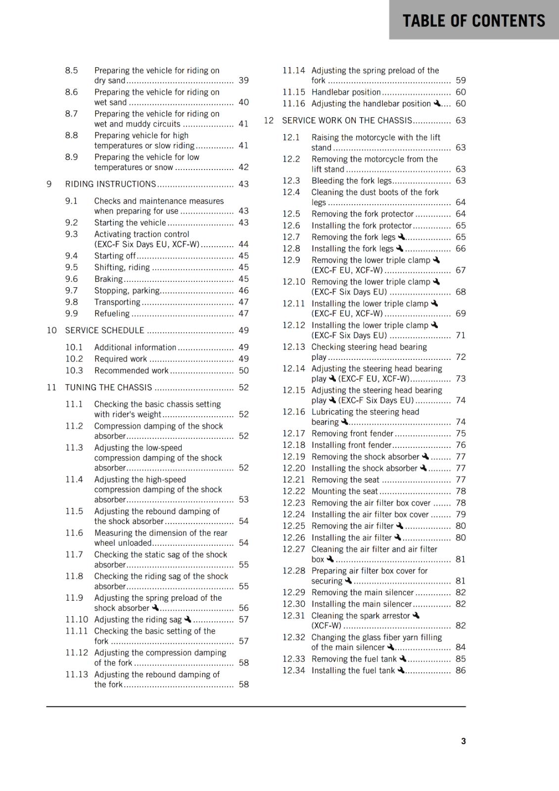 KTM 2021 OWNERS MANUAL - 450 500 EXC-F  SIX DAYS XCF-W  - REPRINTED