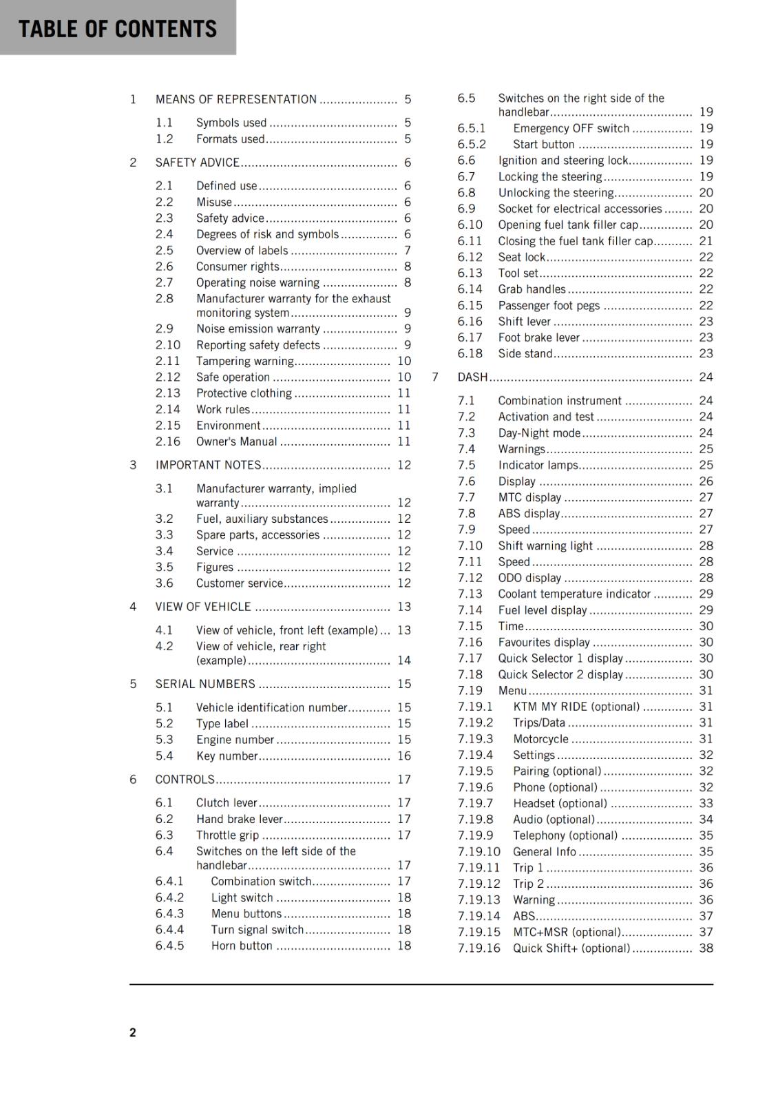 KTM 2021 OWNERS MANUAL - 390 ADVENTURE - US EDITION - REPRINTED
