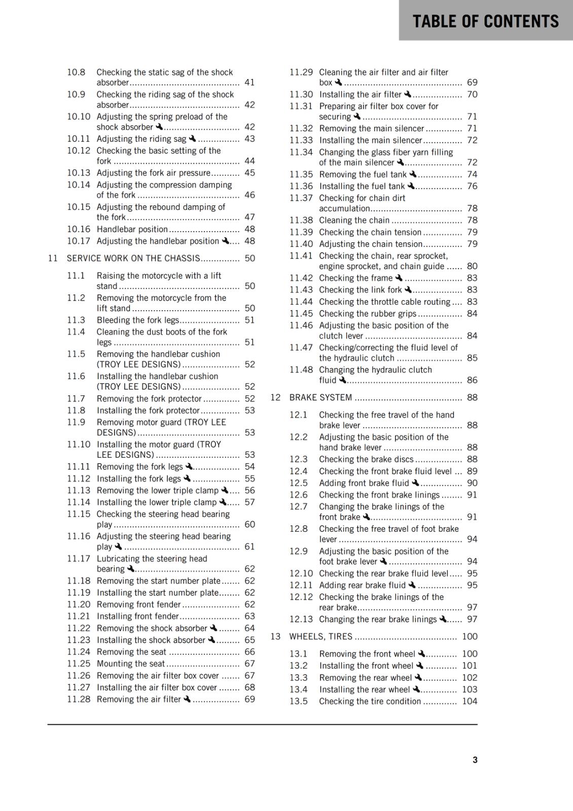 KTM 2021 OWNERS MANUAL - 250 SX-F- XC-F -TROY LEE DESIGNS - REPRINTED