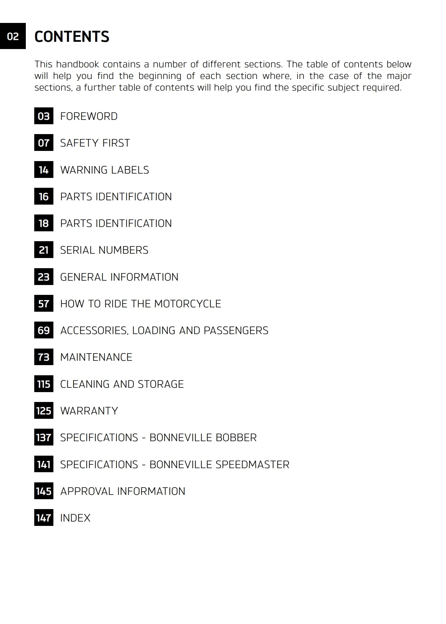 2022 TRIUMPH OWNERS HANDBOOK - BONNEVILLE BOBBER US EDITION