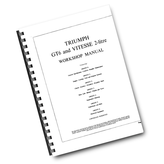 TRIUMPH GT6 MK 1 - 3 PLUS & VITESSE 2 LTR / MK 2 SERVICE WORKSHOP MANUAL REPRINT